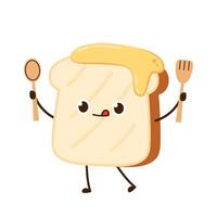 Bread character. free space for text. bread logo design. Honey on bread. vector