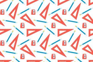 Graphic seamless pattern with school kit accessories. triangles vector