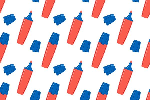 Pen icon seamless pattern background. Highlighter illustration. Pen symbol pattern.
