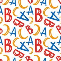 Abstract seamless pattern with colorful letters on a white background. Alphabet. vector