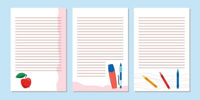 Cute scrapbook templates for planner, notepad, online diary notes, to do, to buy and other vector