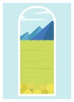Rural landscape with spring meadow view. Mountains with clouds. Alpine dandelion field vector