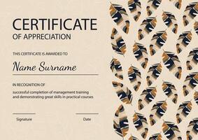 Certificate of appreciation template, flourish design. Modern corporate certificate with colorful elements. Diploma vector