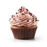 a chocolate cupcake with chocolate frosting on top png