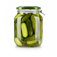 a jar full of pickles on a transparent background png