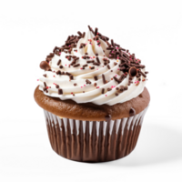 a cupcake with chocolate frosting and sprinkles png
