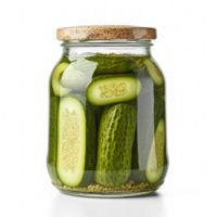a jar with cucumbers on a transparent background png