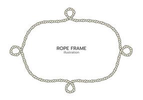 Rope border and frame. lasso twisted and crisscrossed until a rectangle. vector
