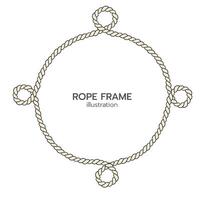 Rope border and frame. lasso twisted and crisscrossed until a circle. vector