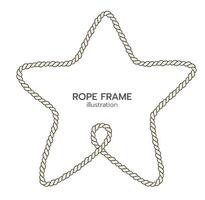 Rope border and frame. lasso twisted and crisscrossed until a star. vector