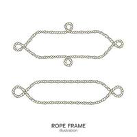 Rope border and frame. lasso twisted and crisscrossed until a rectangle. vector