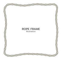 Rope border and frame. lasso twisted and crisscrossed until a square. vector