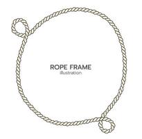 Rope border and frame. lasso twisted and crisscrossed until a circle. vector
