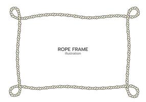 Rope border and frame. lasso twisted and crisscrossed until a rectangle. vector