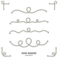 Rope border and corner. lasso with corner loops. vector