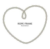 Rope border and frame. lasso twisted and crisscrossed until a heart. vector
