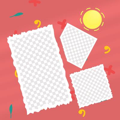 collage template, with a doodle sun background
