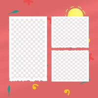collage template, with a doodle sun background vector