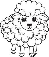 Cute Sheep Doodle Coloring Page Character vector