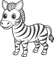 Cute Zebra Coloring Page Character for Kids' Activities vector