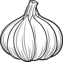 Garlic Vegetable Illustration for Coloring Pages for Kids vector