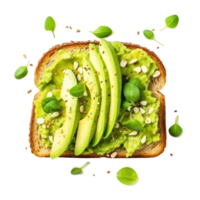 avocado toast with seeds and sprouts on transparent background png