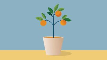 small citrus tree in the pot isolated on white background vector