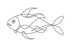 Fish Continuous line art illustration on white background vector
