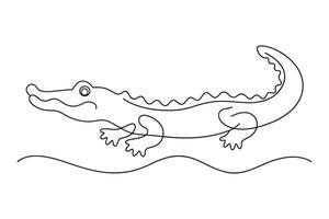 Crocodile Continuous line art illustration on white background vector