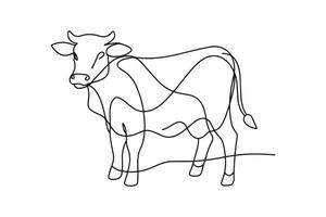 Cow Continuous line art illustration on white background vector