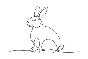 Rabbit Continuous line art illustration on white background vector
