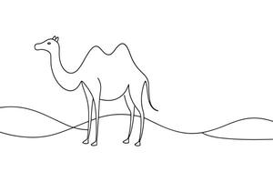 Camel Continuous line art illustration on white background vector