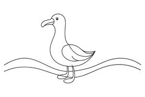 Albatross Continuous line art illustration on white background vector