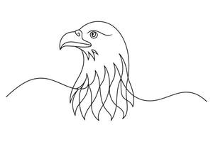Eagle head Continuous line art illustration on white background vector