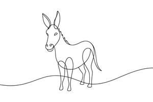Donkey Continuous line art illustration on white background vector