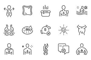 Stomach ache related icons set isolated on white background flat illustration vector