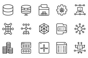 Data structure related icons set isolated on white background flat illustration. vector