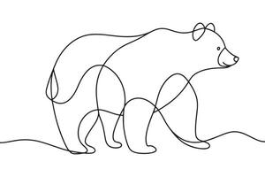 Bear Continuous line art illustration on white background vector