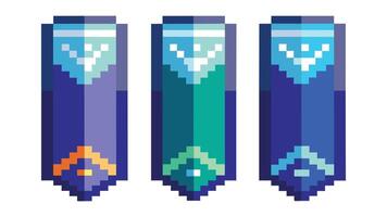 Abstract pixel banner. Pixelated background for vertical advertising banners business price table. Color labels with mosaic texture edges. template vector