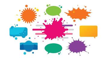 Grunge brushes infographic banner. Colorful splash paint label for web design. Creative tabs and background for infographic social option page. Template with text. set. vector