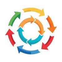 Circle arrows. Circular process rotate infographic element. Round step loop sync loading arrow symbol vector