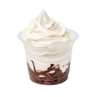 a cup of ice cream with whipped cream and chocolate png
