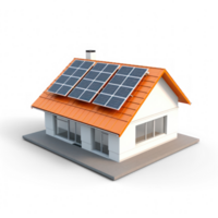 3d house with solar panels on the roof png