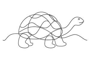 Tortoise Continuous line art illustration on white background. vector
