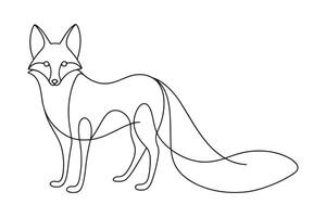 Fox Continuous line art illustration on white background vector