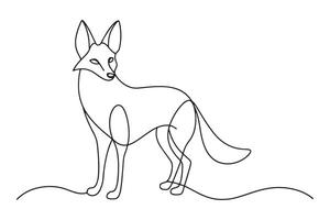 Jackal Continuous line art illustration on white background vector