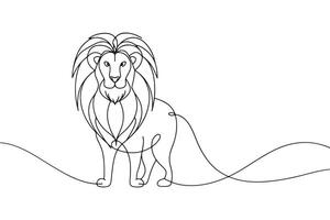 Lion Continuous line art illustration on white backgroundk vector