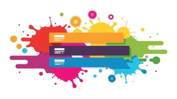 Grunge brushes infographic banner. Colorful splash paint label for web design. Creative tabs and background for infographic social option page.. vector