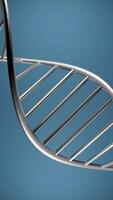 Blue background.Design.A bright iron spring that is made like atoms in animation twists in different directions. video