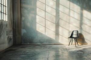 A single chair in an empty abandoned room photo